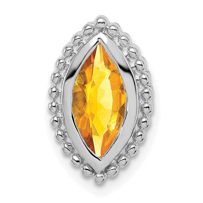 14K Weißgold Marquise Citrin Kette Anhänger