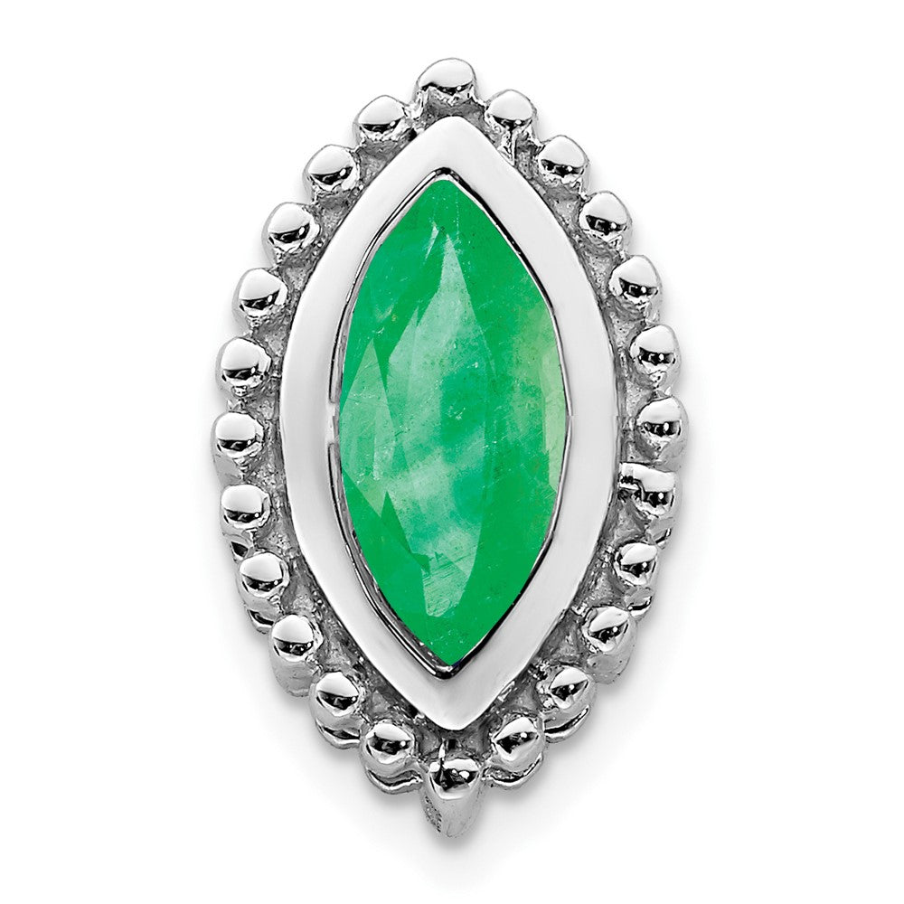 14K Weißgold Marquise Smaragd Kette Anhänger