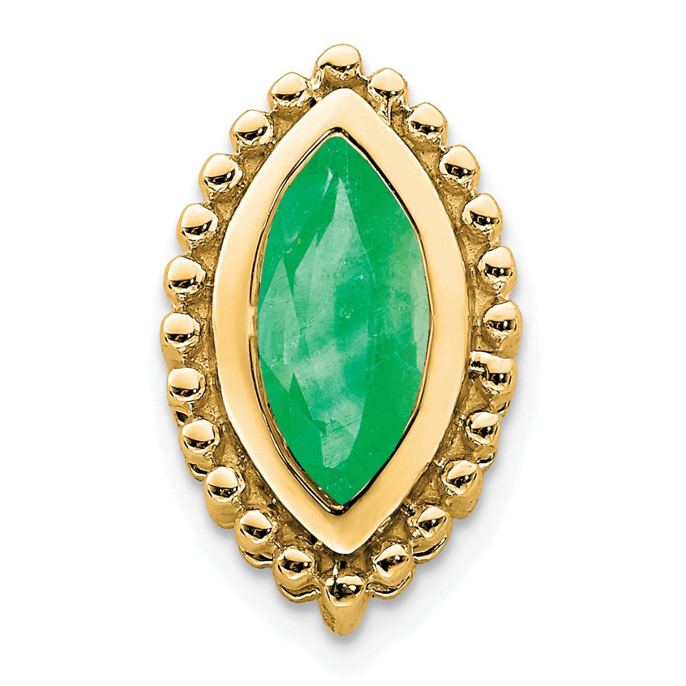 14K Gelbgold Marquise Smaragd Kette Anhänger