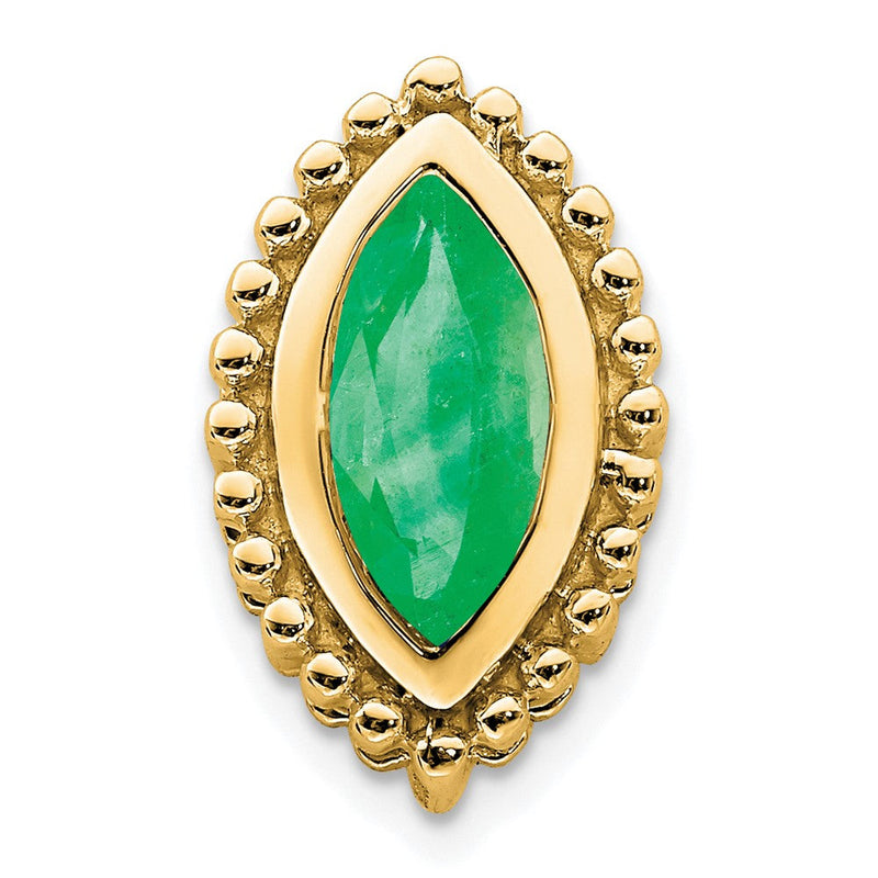 14K Gelbgold Marquise Smaragd Kette Anhänger