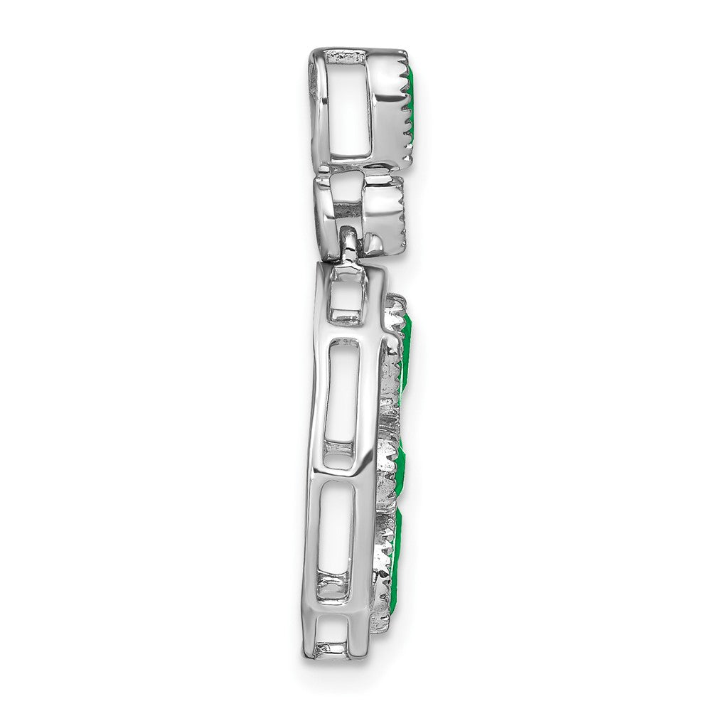 14K Weißgold Anhänger mit Smaragd und echtem Diamant