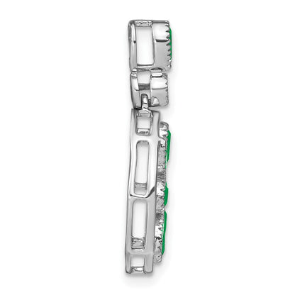 14K Weißgold Anhänger mit Smaragd und echtem Diamant
