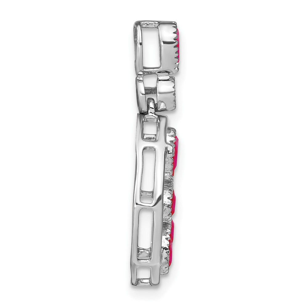 14K Weißgold Anhänger mit Rubin und echtem Diamant