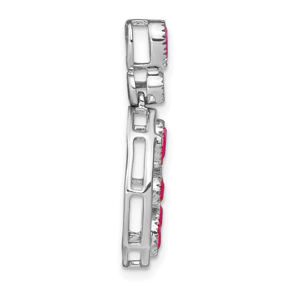 14K Weißgold Anhänger mit Rubin und echtem Diamant