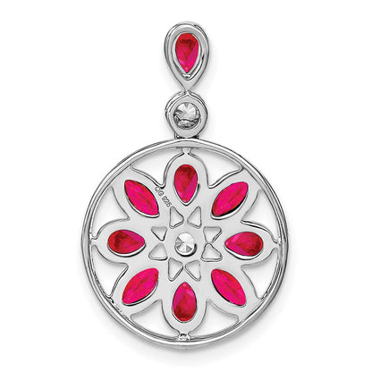 14K Weißgold Anhänger mit Rubin und echtem Diamant