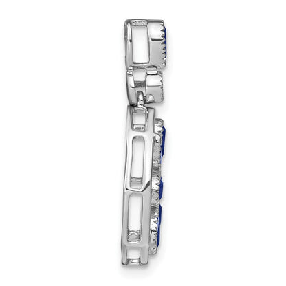14K Weißgold Anhänger mit Saphir und echtem Diamant