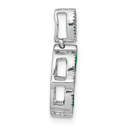 14K Weißgold Anhänger mit Smaragd und echten Diamanten