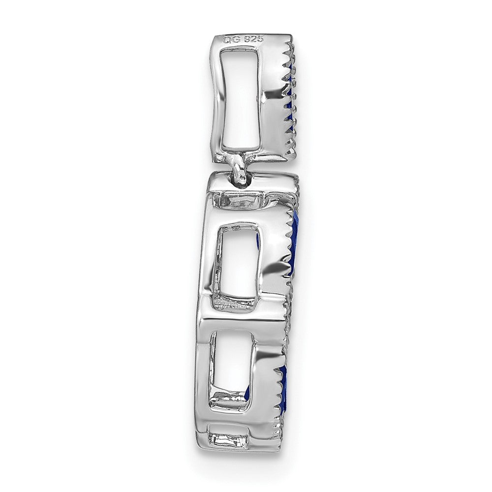 14K Weißgold Anhänger mit Marquise-Saphir und echtem Diamant