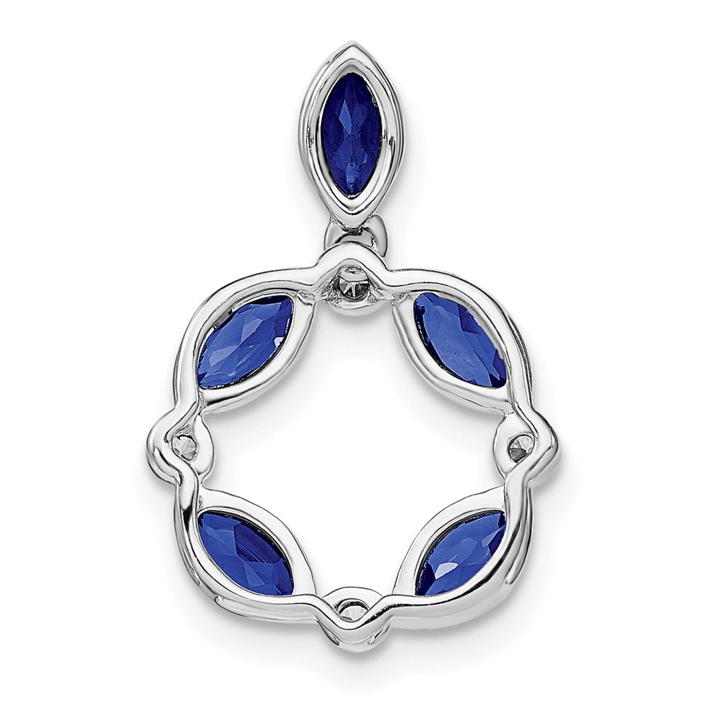 14K Weißgold Anhänger mit Marquise-Saphir und echtem Diamant
