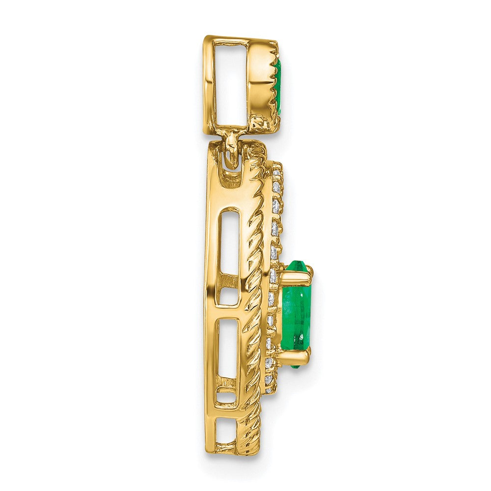 14K Gelbgold Anhänger, oval, mit Smaragd und echten Diamanten