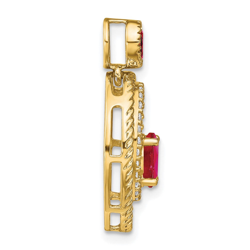 14K Gelbgold Anhänger, oval, mit Rubin und echten Diamanten