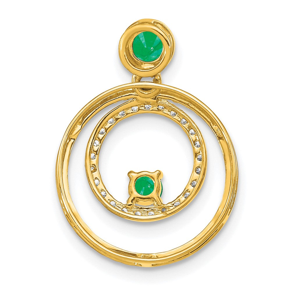 14K Gelbgold Anhänger mit Kreisen aus Smaragd und echtem Diamant