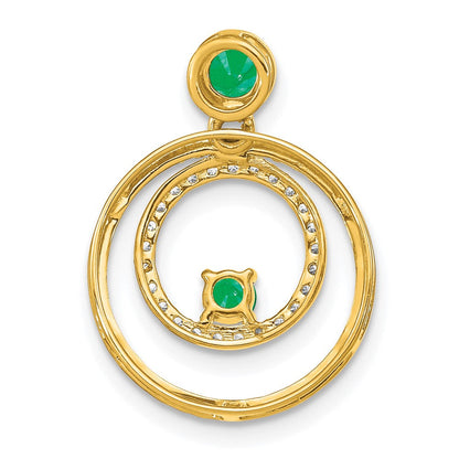 14K Gelbgold Anhänger mit Kreisen aus Smaragd und echtem Diamant