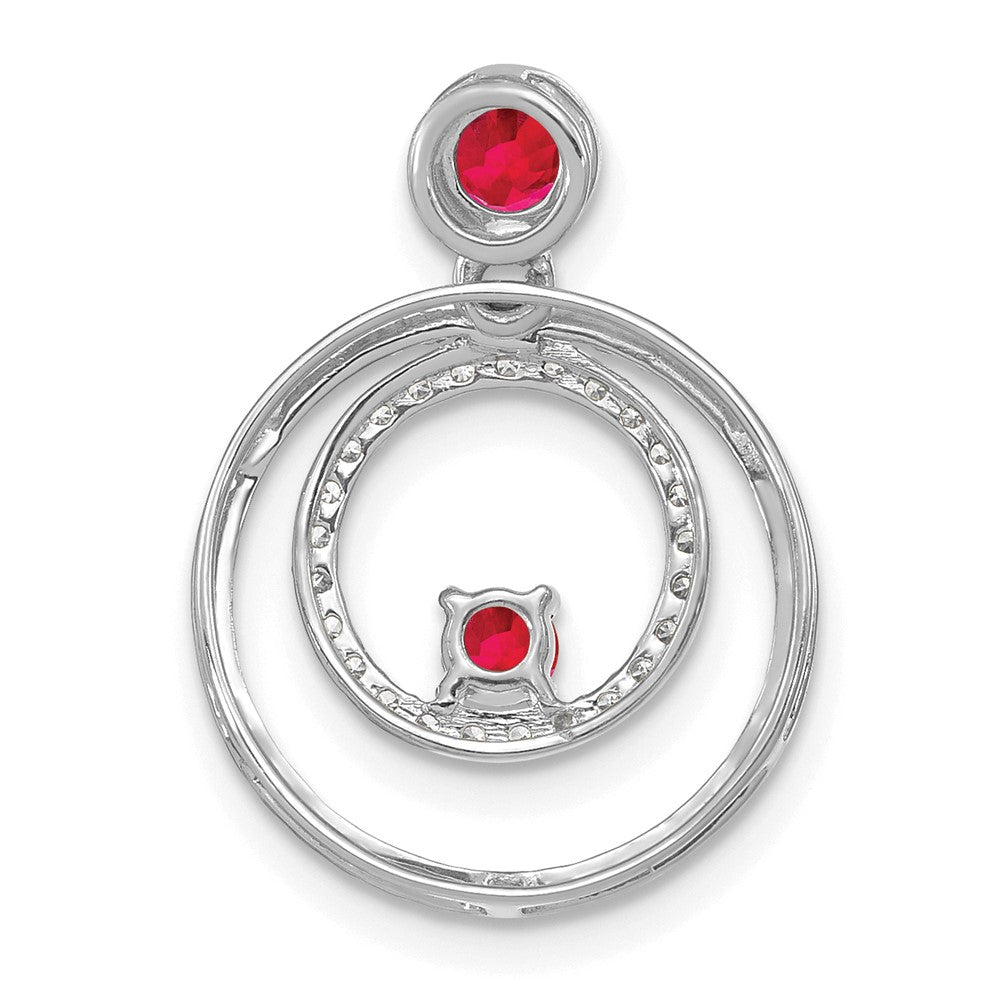 14K Weißgold Rubin- und Echtdiamant-Kreise-Anhänger