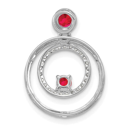 14K Weißgold Rubin- und Echtdiamant-Kreise-Anhänger
