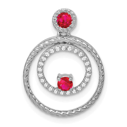 14K Weißgold Rubin- und Echtdiamant-Kreise-Anhänger