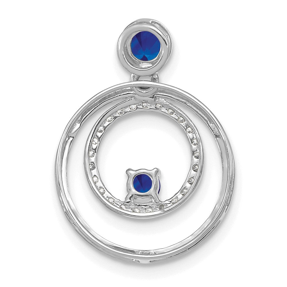 14K Weißgold Saphir- und Echtdiamant-Kreise-Anhänger