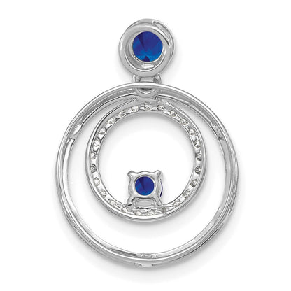 14K Weißgold Saphir- und Echtdiamant-Kreise-Anhänger