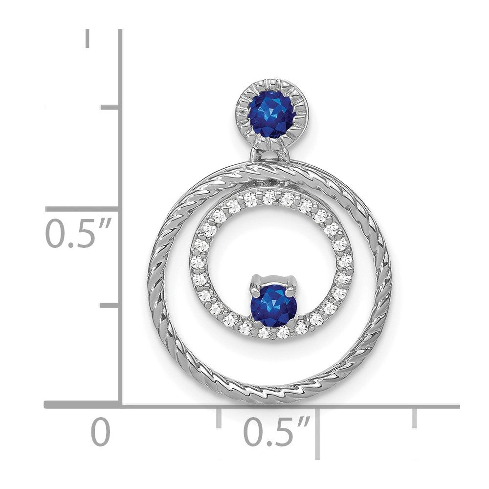 14K Weißgold Saphir- und Echtdiamant-Kreise-Anhänger