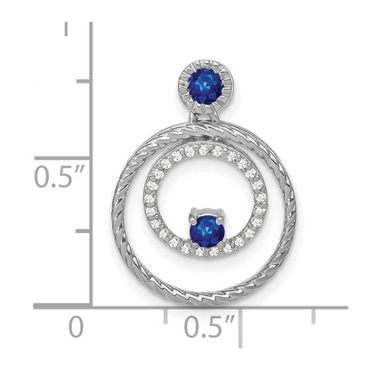 14K Weißgold Saphir- und Echtdiamant-Kreise-Anhänger
