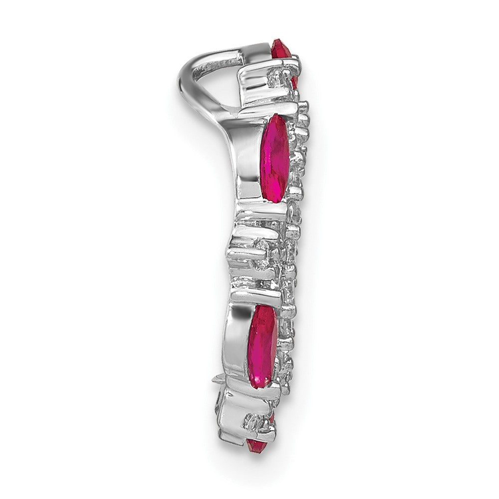 14K Weißgold Rubin und Echt Diamant Kreis Kette Anhänger
