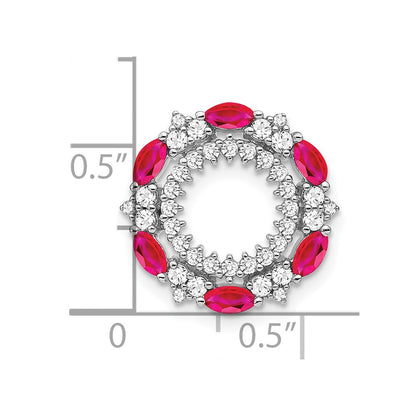 14K Weißgold Rubin und Echt Diamant Kreis Kette Anhänger