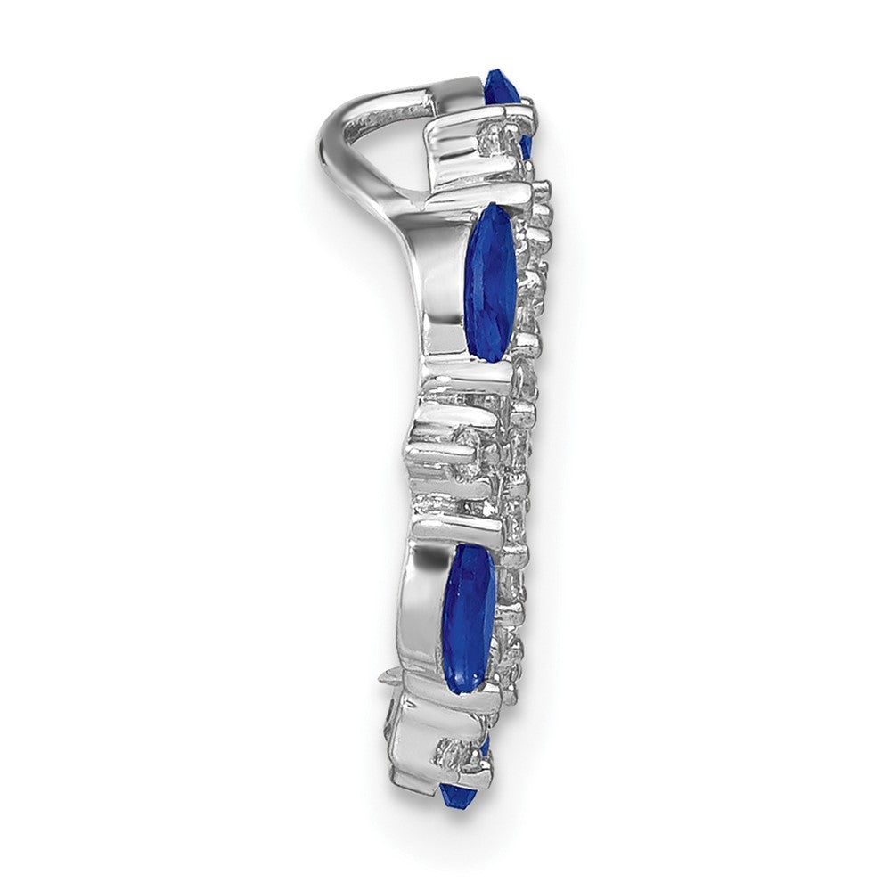 14K Weißgold Saphir und Echt Diamant Kreis Kette Anhänger