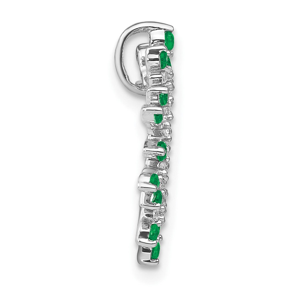 14K Weißgold Smaragd und Echt Diamant Schneeflocke Kette Anhänger