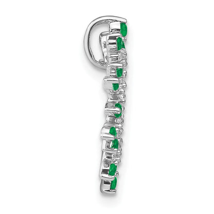 14K Weißgold Smaragd und Echt Diamant Schneeflocke Kette Anhänger