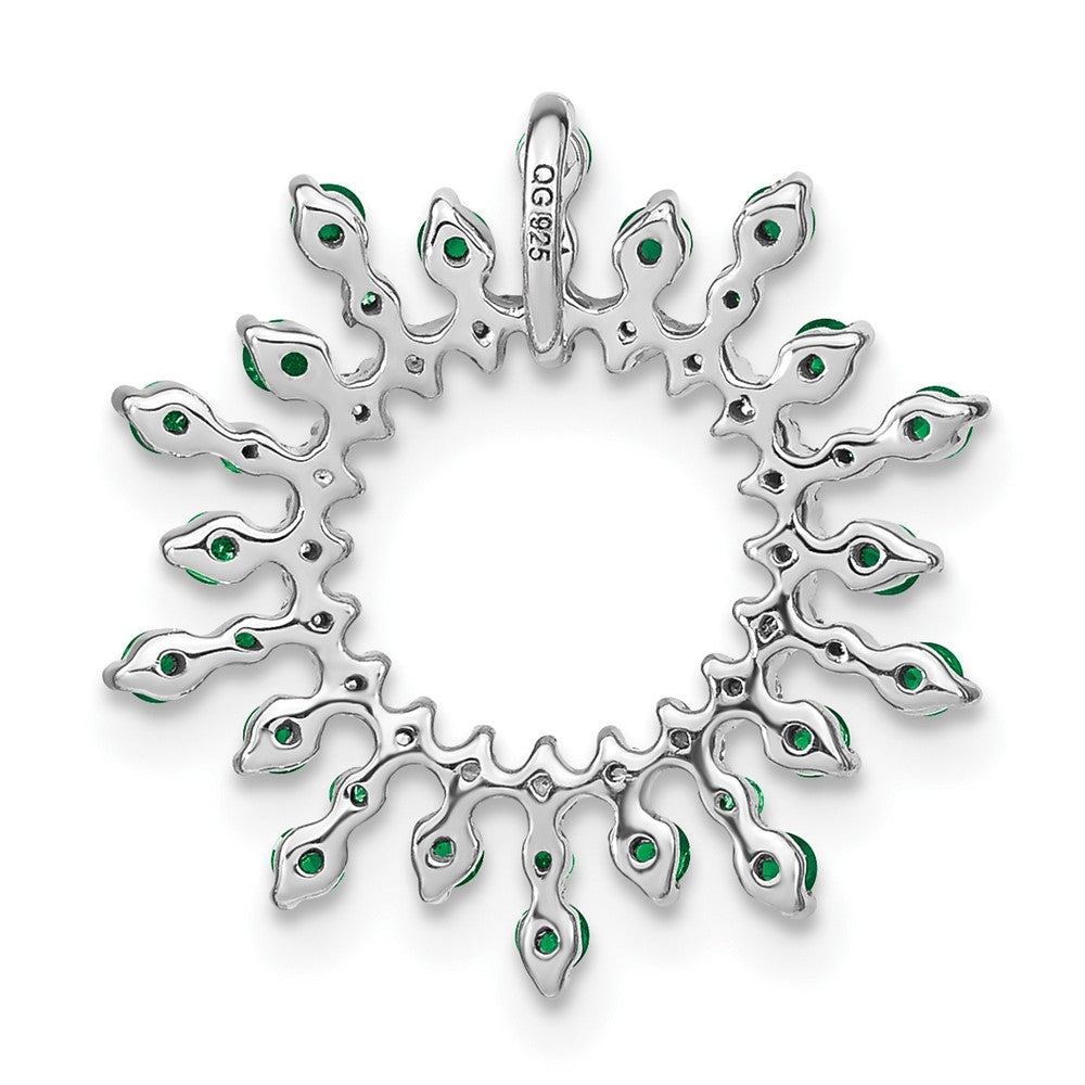 14K Weißgold Smaragd und Echt Diamant Schneeflocke Kette Anhänger