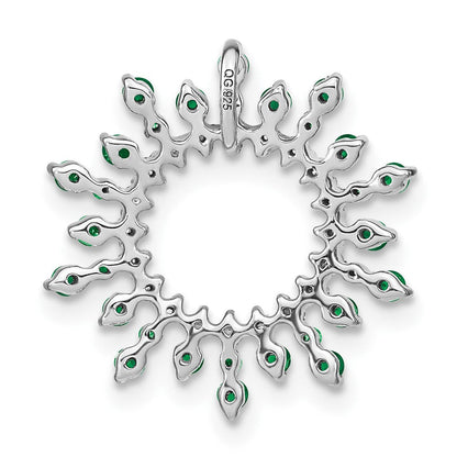14K Weißgold Smaragd und Echt Diamant Schneeflocke Kette Anhänger