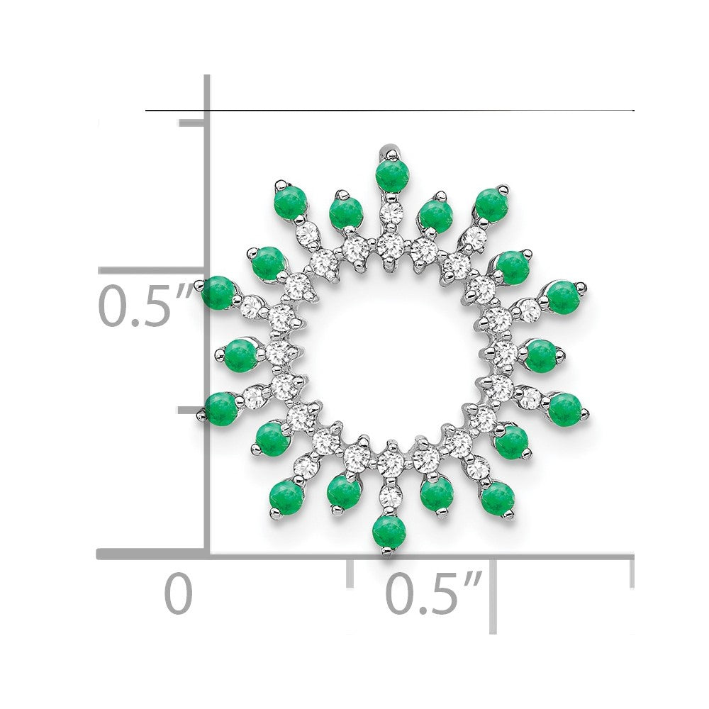 14K Weißgold Smaragd und Echt Diamant Schneeflocke Kette Anhänger