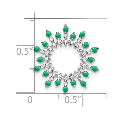 14K Weißgold Smaragd und Echt Diamant Schneeflocke Kette Anhänger