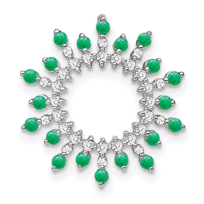 14K Weißgold Smaragd und Echt Diamant Schneeflocke Kette Anhänger