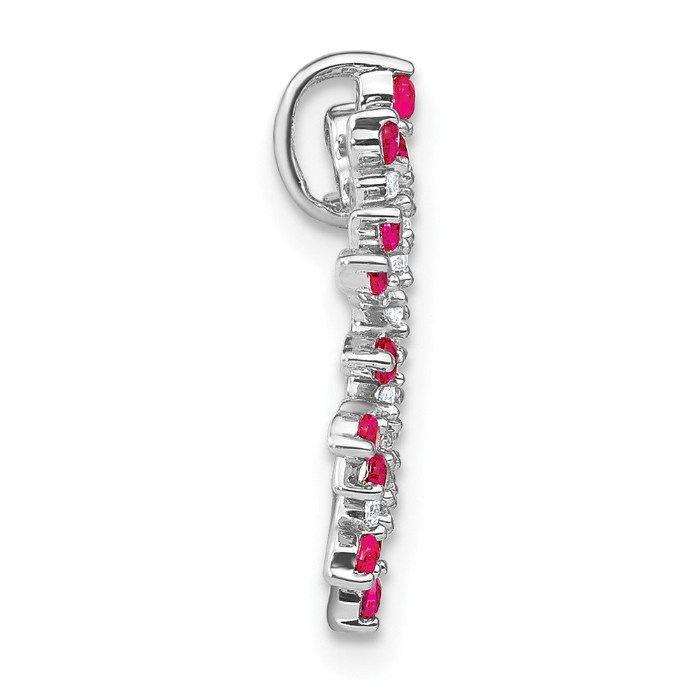 14K Weißgold Rubin und Echt Diamant Schneeflocke Kette Anhänger