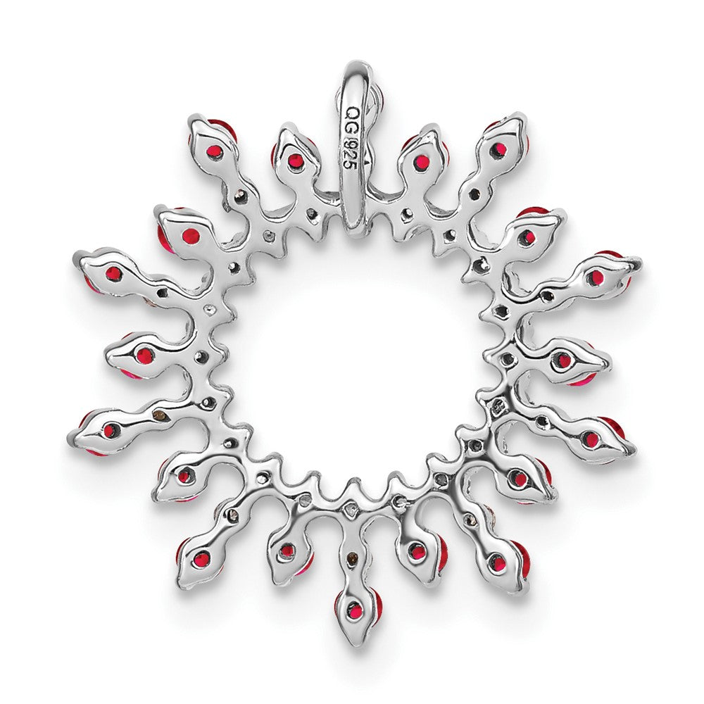 14K Weißgold Rubin und Echt Diamant Schneeflocke Kette Anhänger