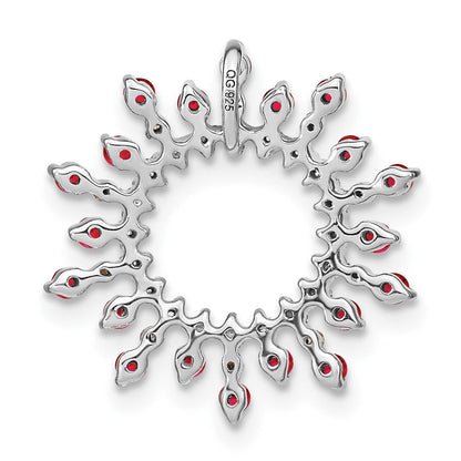 14K Weißgold Rubin und Echt Diamant Schneeflocke Kette Anhänger
