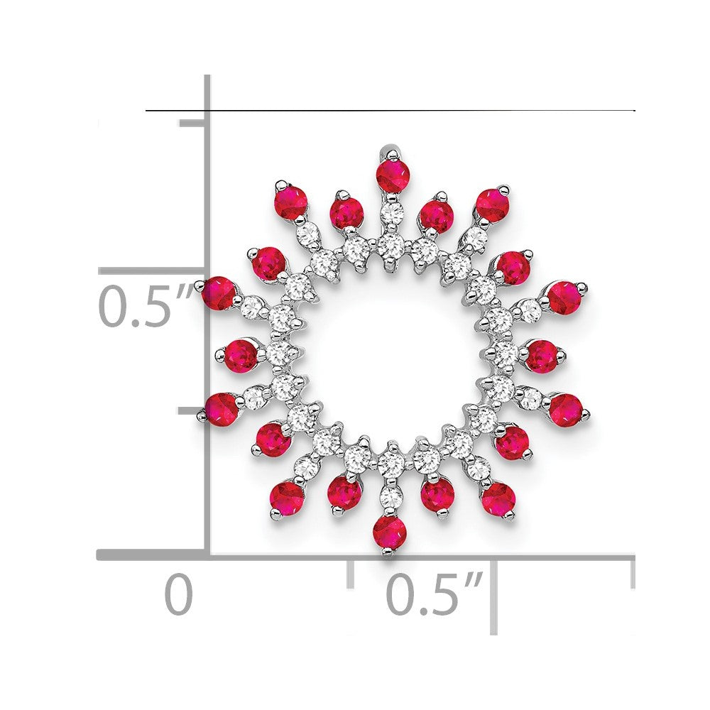 14K Weißgold Rubin und Echt Diamant Schneeflocke Kette Anhänger