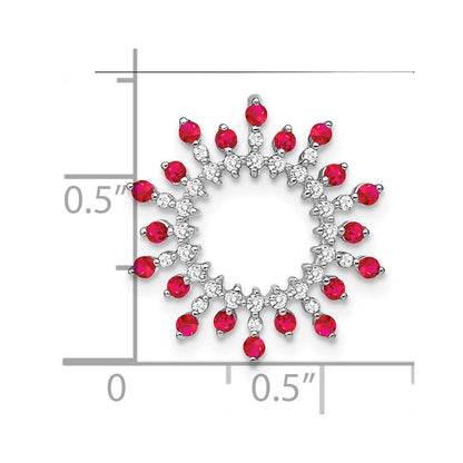 14K Weißgold Rubin und Echt Diamant Schneeflocke Kette Anhänger