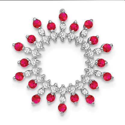 14K Weißgold Rubin und Echt Diamant Schneeflocke Kette Anhänger