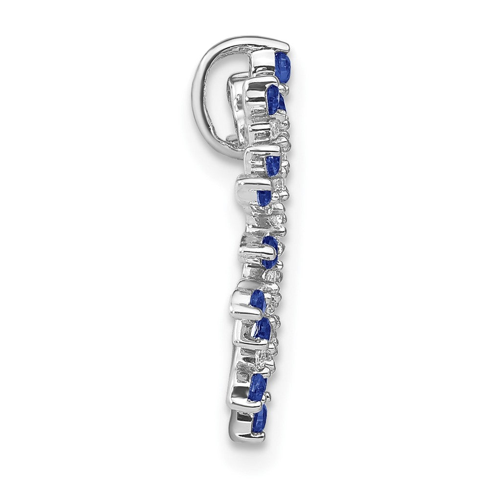 14K Weißgold Saphir und Echt Diamant Schneeflocke Kette Anhänger