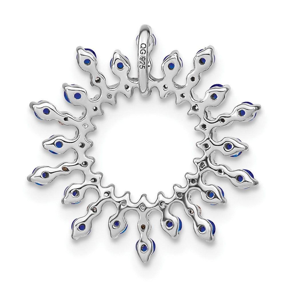 14K Weißgold Saphir und Echt Diamant Schneeflocke Kette Anhänger