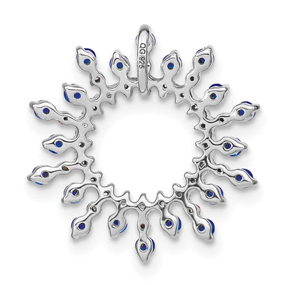 14K Weißgold Saphir und Echt Diamant Schneeflocke Kette Anhänger