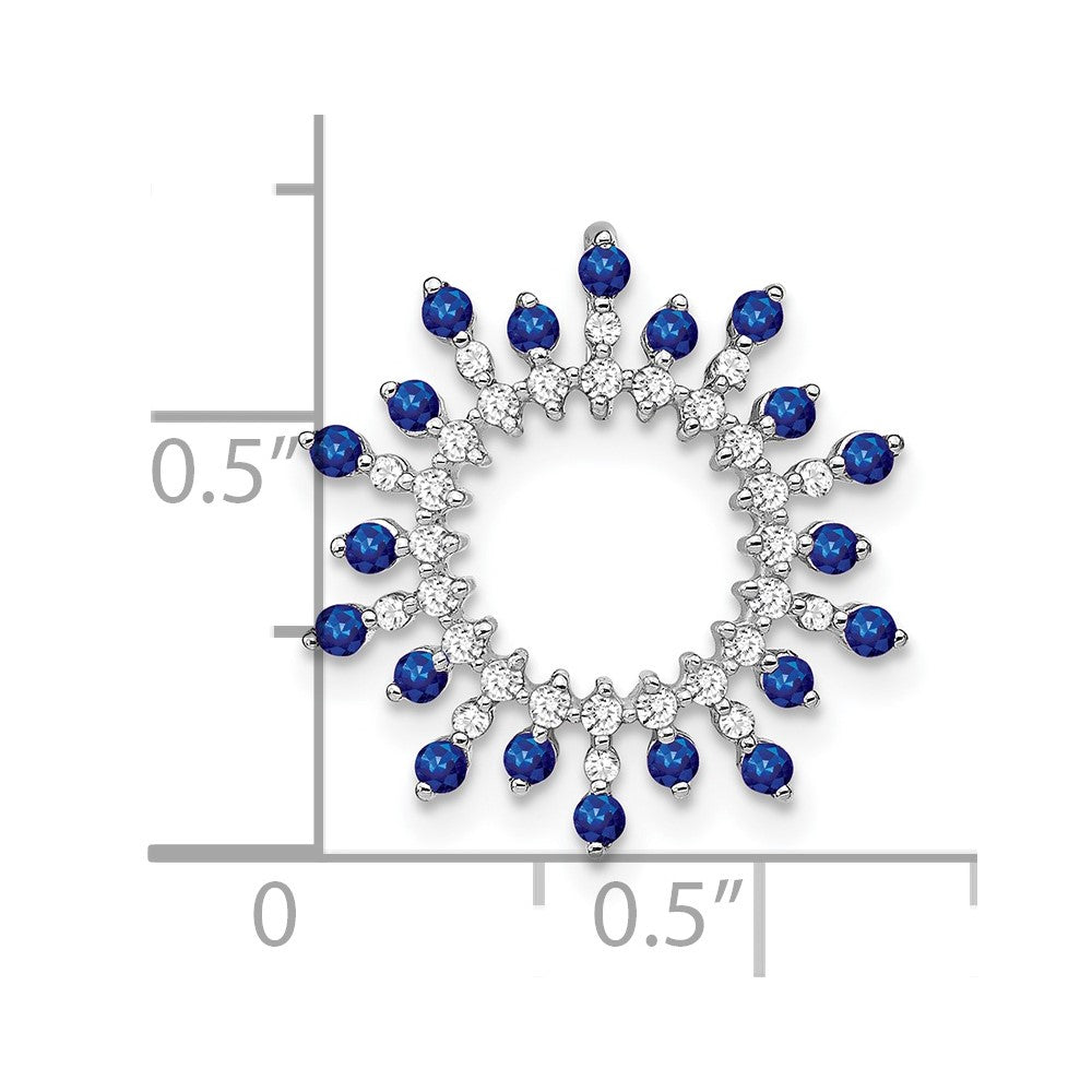 14K Weißgold Saphir und Echt Diamant Schneeflocke Kette Anhänger