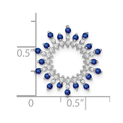 14K Weißgold Saphir und Echt Diamant Schneeflocke Kette Anhänger