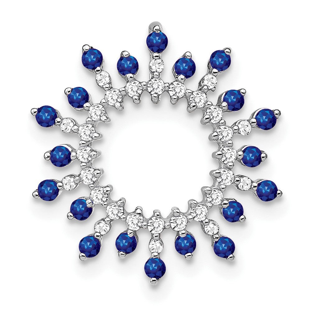 14K Weißgold Saphir und Echt Diamant Schneeflocke Kette Anhänger