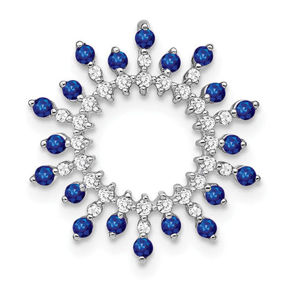 14K Weißgold Saphir und Echt Diamant Schneeflocke Kette Anhänger