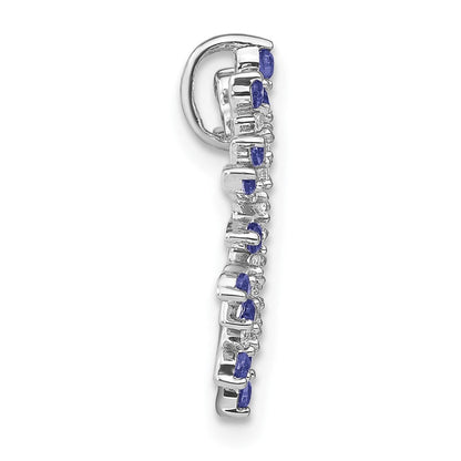 14K Weißgold 14K Weißgold Tansanit und Diamant Schneeflocke Kette Anhänger