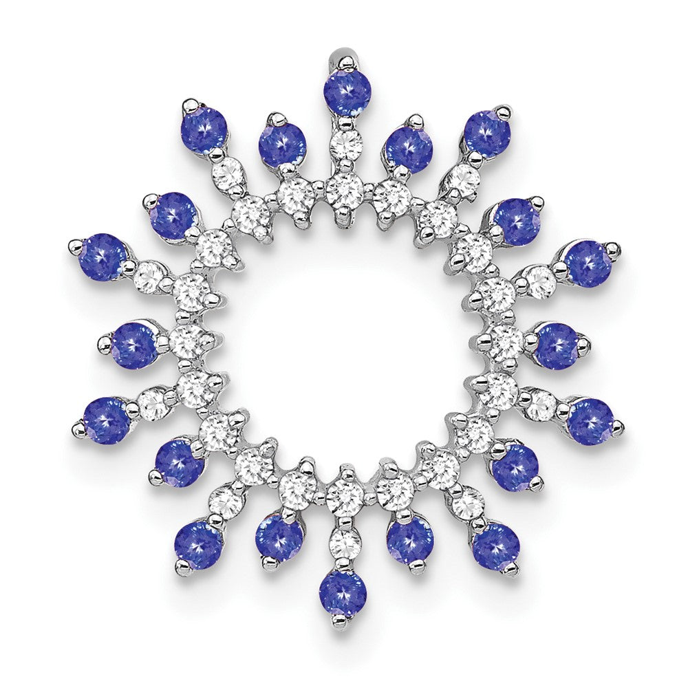 14K Weißgold 14K Weißgold Tansanit und Diamant Schneeflocke Kette Anhänger
