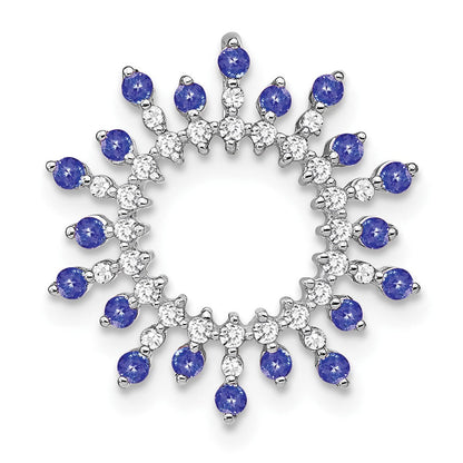 14K Weißgold 14K Weißgold Tansanit und Diamant Schneeflocke Kette Anhänger